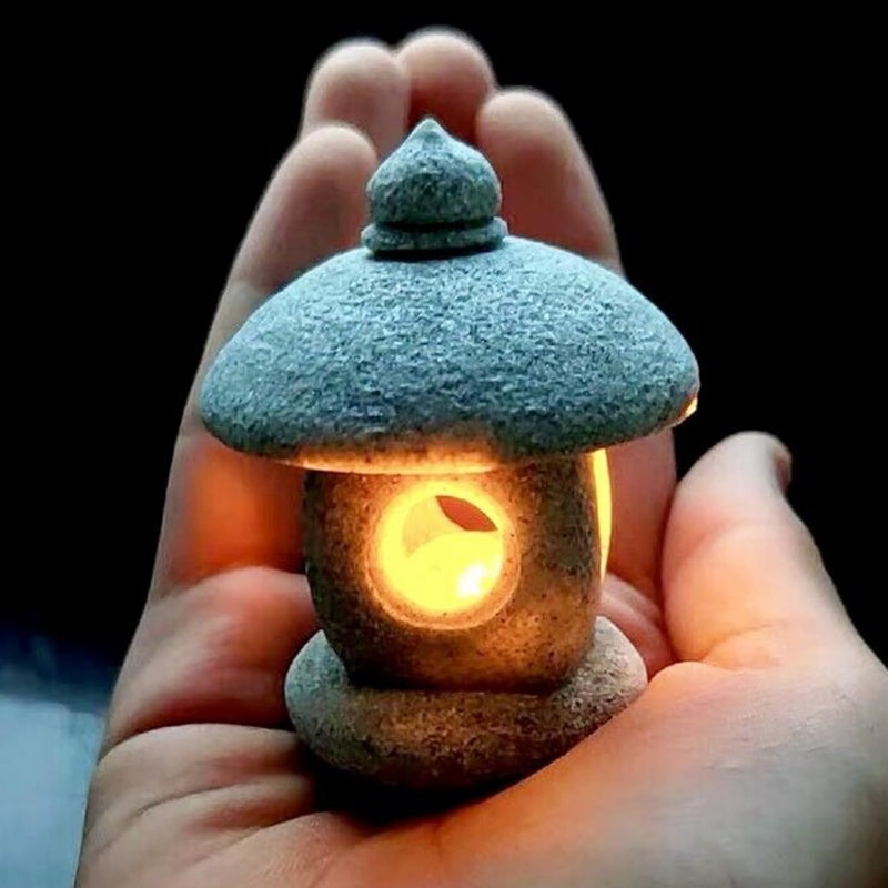 Daisylily Japanese Pagoda LED Lamp Statue Figurine, LED Lantern Pagoda Statue Figurines for Home Table Decor - Style A - Image 1